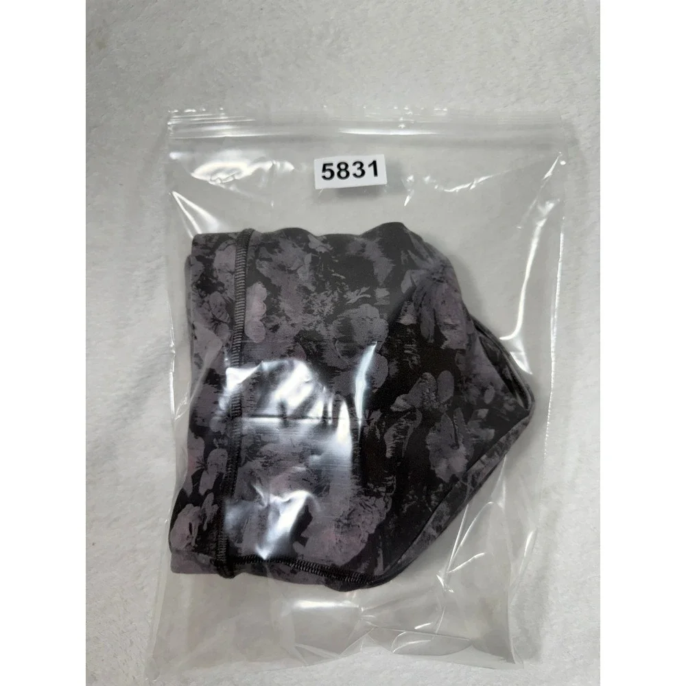 Lululemon Flow Y Bra Light Support Floral Black Grey Purple Yoga Sports Bra‎